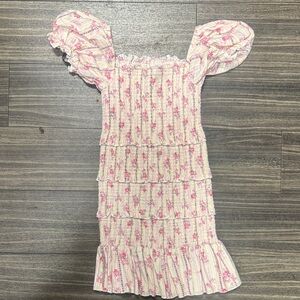 Katie J NYC Pink and White Ruffle Dress